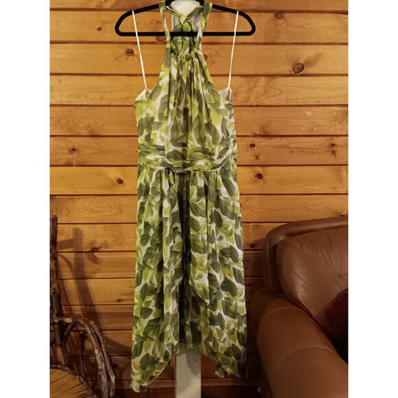 Vince Camuto Leaf Patterned size 12 Halter Dress - Picture 1 of 7